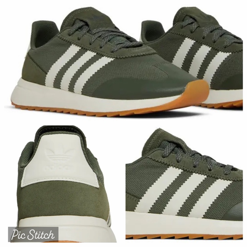 Adidas Flashback Olive Green Sneakers with White Accents